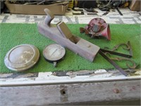 wooden plane,gauge.horn & items