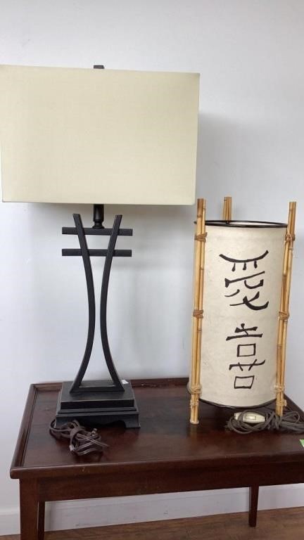 2 Asian contemporary lamps, tallest is 33 “ with