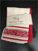 Woodbridge Designs 3-Kitchen Towels NEW