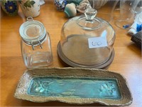 POTTERY TRAY AND BUTTER DISH