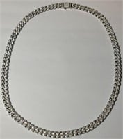 SOLID .925 STERLING FULL "CZ"  NECKLACE 61.2GRAMS