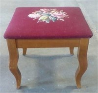 Stool with hand done needlework top