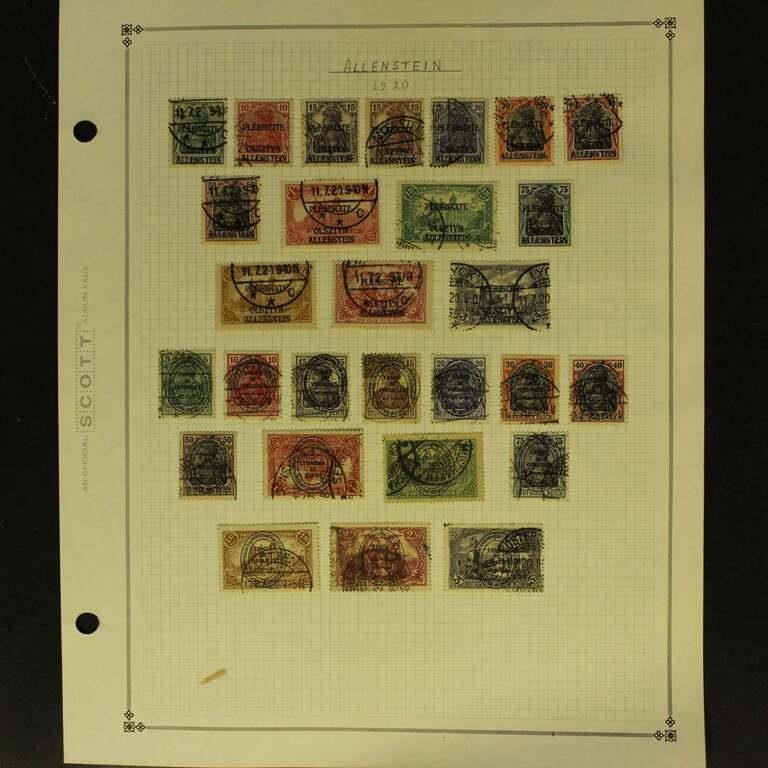 Allenstein Stamps 1920 complete on album page