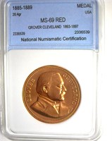 1885-1889 Medal NNC MS69 RD Grover Cleveland