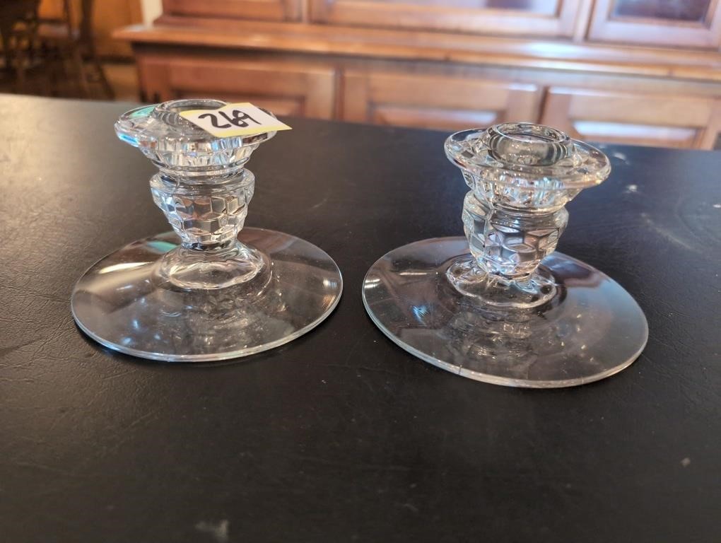 2 Fostoria candle stick holders