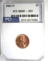 1954-D Cent MS67+ RD LISTS $1200