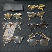 7 pair vintage horned rim eyeglasses Art Craft 12k