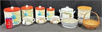 Vintage Canisters, Soup Bowl, Tureen & Basket -Lot