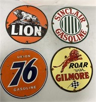 Lion, Sinclair, Union 76 & Gilmore signs