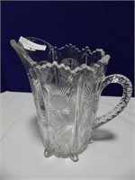 7.5" THISTLE PATTERN PRESSED GLASS PITCHER