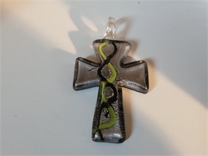 Glass cross pendant