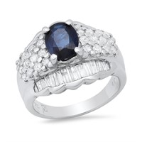 18K WHITE GOLD 1.5CT SAPPHIRE 1.00CT DIAMOND RING