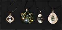 4 Various Art Glass Fashion Necklaces