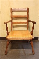 Retro Wood Framed Chair with Orange Pad