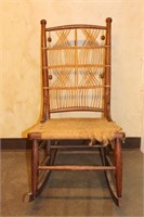 Vintage Rocking Chair with Woven Twine Seat