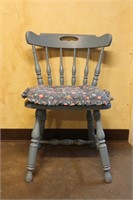 Blue Painted Kitchen Chair w/ Upholstered Cushions