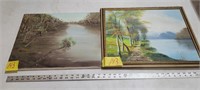 2 oil paintings, river