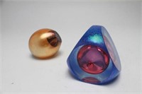 American Art Glass Paperweights, 2 Signed