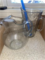 2 glass pitchers
