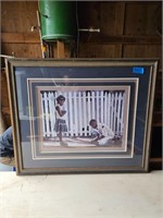 Two Children Against Picket Fence Painting