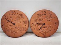 Terra Cotta Thermometer and Clock