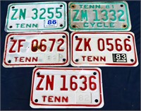 Lot of 5 TN motorcycle plates