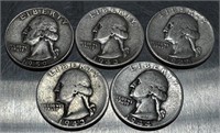 (5) Silver Quarters See Photos for Details