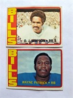 1972 Topps OJ Simpson & Wayne Patrick Cards