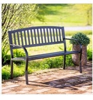 PLOW & HEARTH Arched Black Metal Outdoor Bench