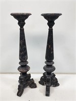 2 Decorative Metal Candlesticks