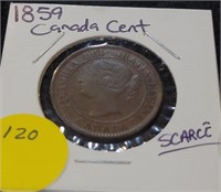 1859 CANADA ONE CENT COIN