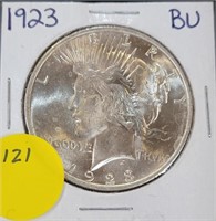 1923 BU SILVER PEACE DOLLAR