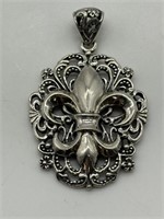 Sterling Silver FINE Fleur-de-Lis Stylized Pendant