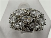 Sterling Silver Fine Brilliant CZ Cluster Cocktail