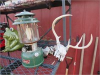 Lot of Antlers / Coleman Lantern / Fountain Frog