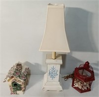 (L) Home Decor  Lamp ,Cage , Bird House 31" Tall