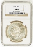 Coin 1904-O Morgan Silver Dollar-NGC-MS65