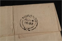 Toronto Ont dated 1853 letter