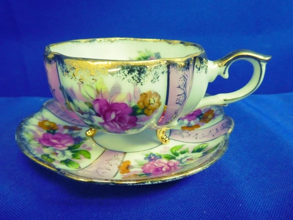 Napco Hand Painted Leg Tea Cup & Saucer