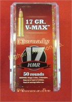 (E) Ammo: Hornady 17HMR V-Max 50 Rounds in Lot