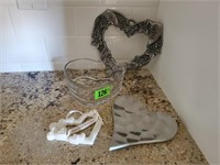 Heart to Heart lot, pewter, glass & porcelain