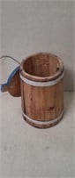 Small Ornamental wooden bucket. 9.5" H. 7" Round