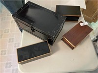 (3) Small Wooden Boxes & Metal Box
