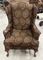 Queen Anne Style Upholstered Wing Back Chair
