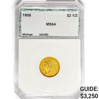 1908 $2.50 Gold Quarter Eagle PGA MS64