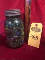 Blue Ball Jar Of Marbles (quart)