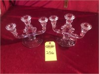 2 Glass Candleholders 6"