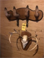 Deer Foot Gun Rack & Deer Skeleton- Horns