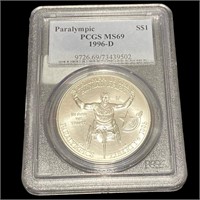 1996-D PCGS MS69 PARALYMPIC SILVER DOLLAR $1