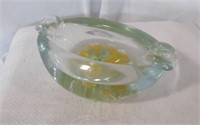 St Clair Hand-Blown Yellow Floral Glass Ashtray